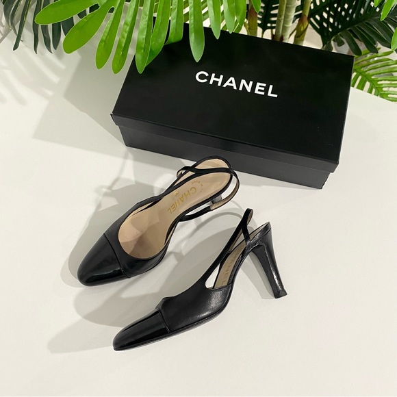 CHANEL Shoes - Authentic 1998 Chanel Black Slingback Heels size 36 with Box